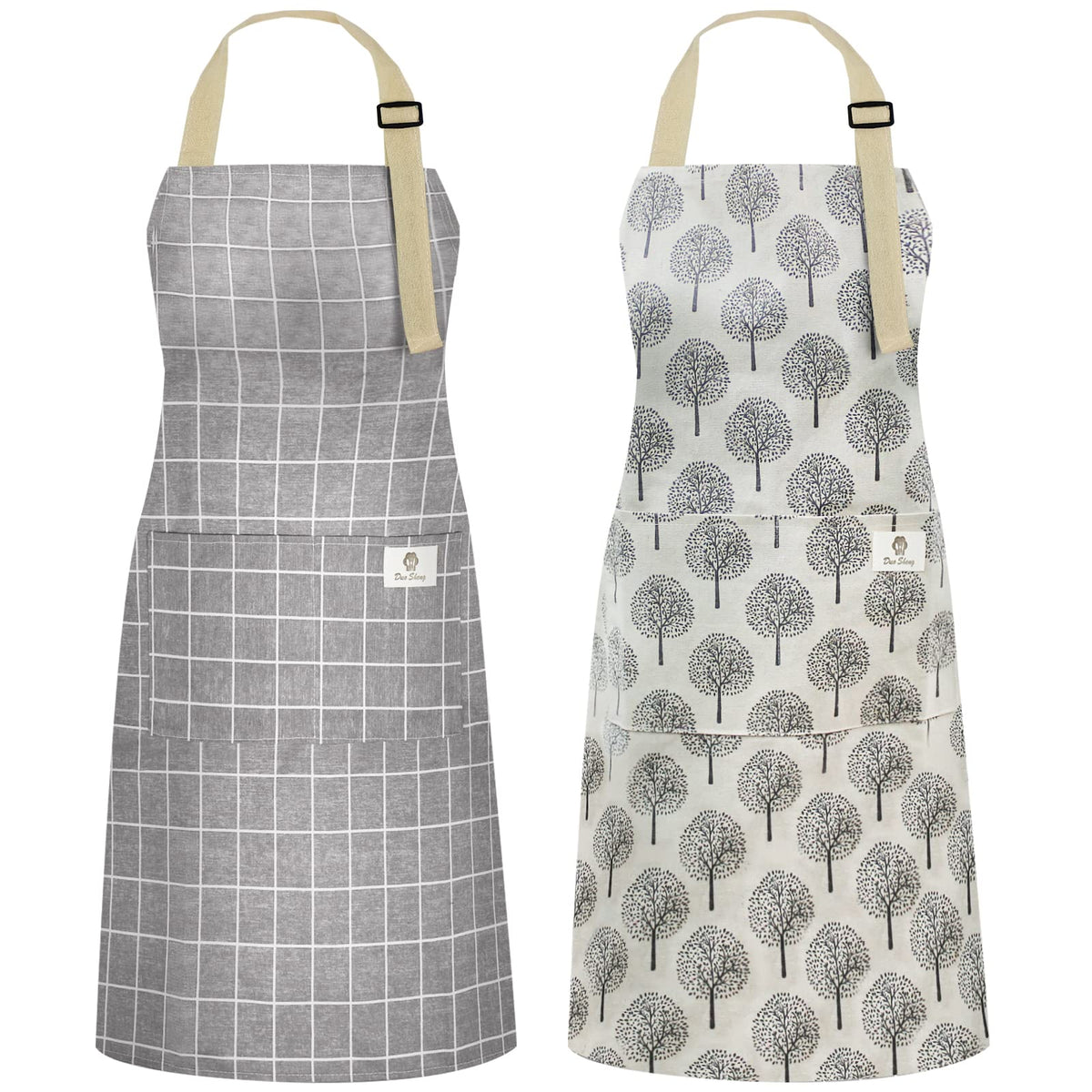 NLUS 2-pack waterproof cooking apron with gray stripe keeps clothes clean while cooking.