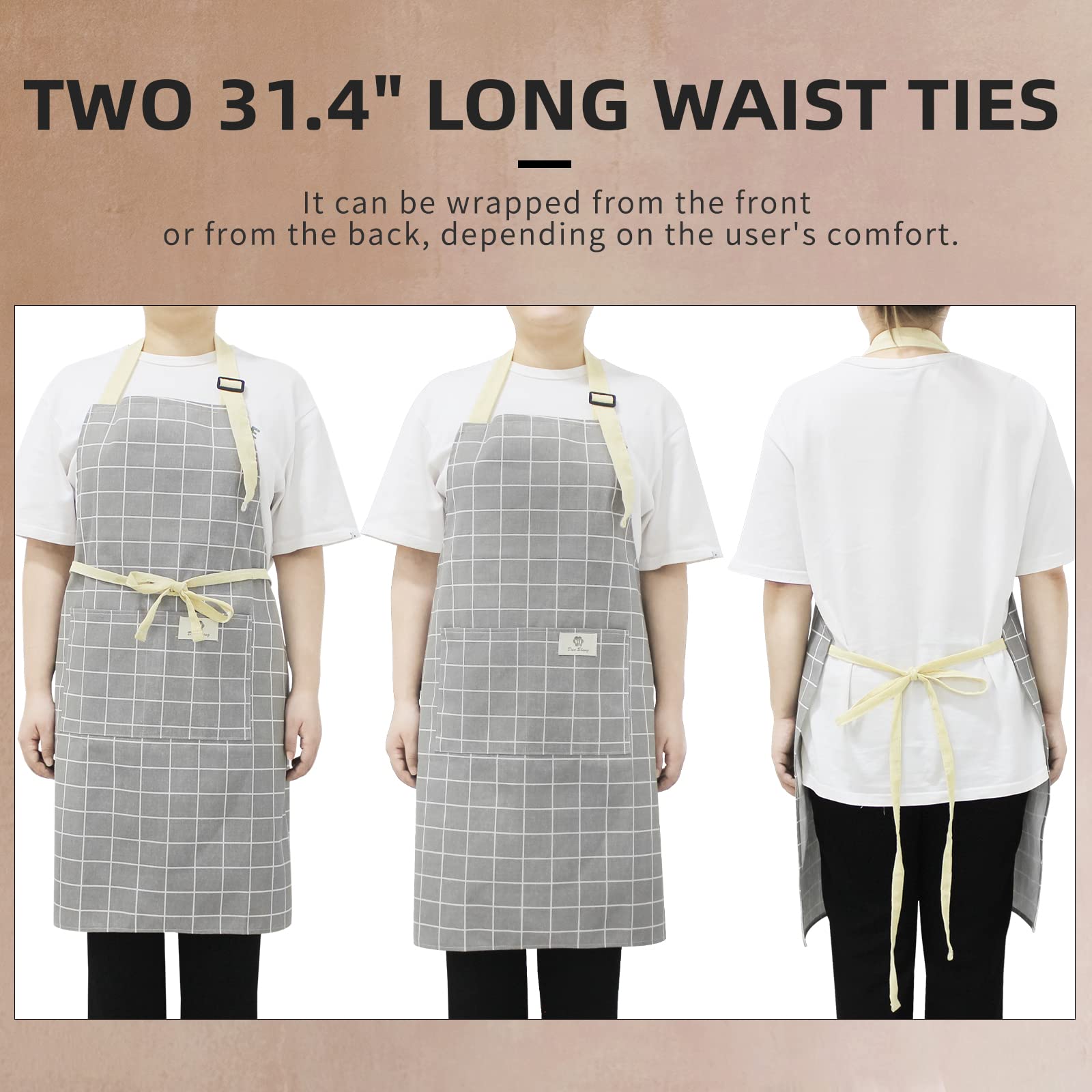 NLUS two-pocket kitchen apron is perfect for cooking, grilling, and crafting.