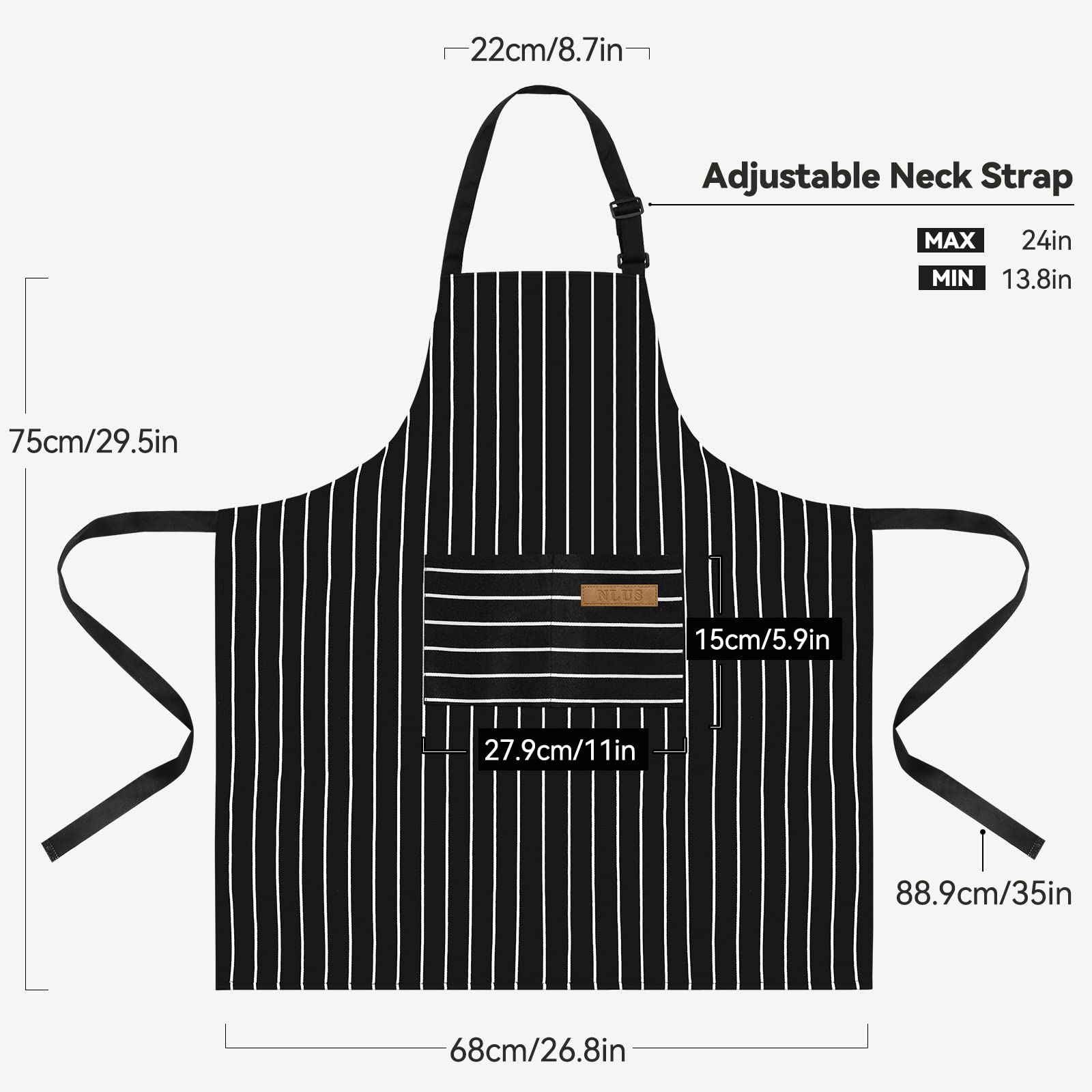 NLUS adjustable neck strap with long waist ties for comfortable fit.