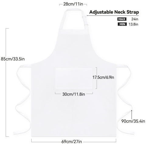 NLUS two-pocket kitchen apron with roomy pockets for thermometer and notes.
