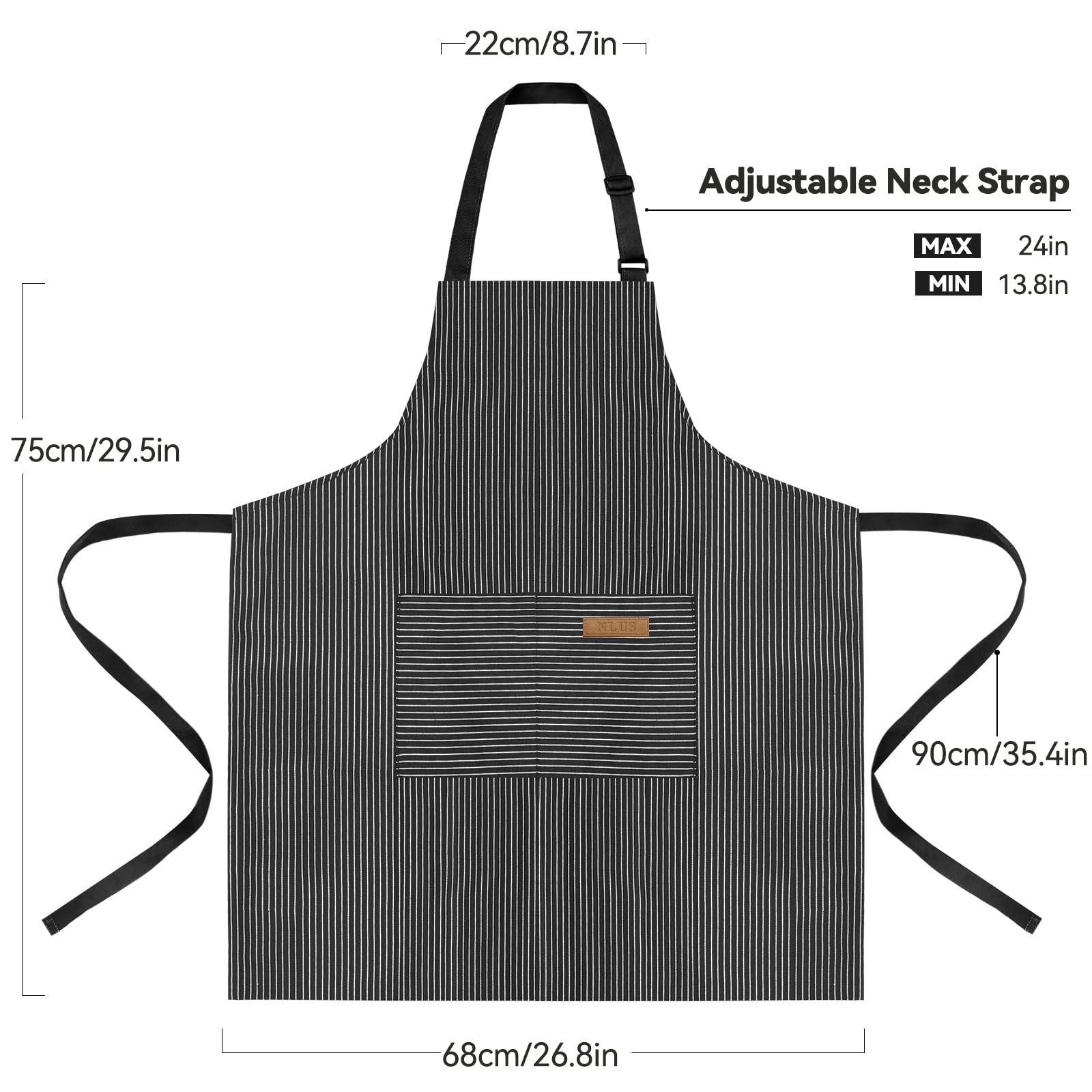 NLUS apron brown stripes back view showing full coverage