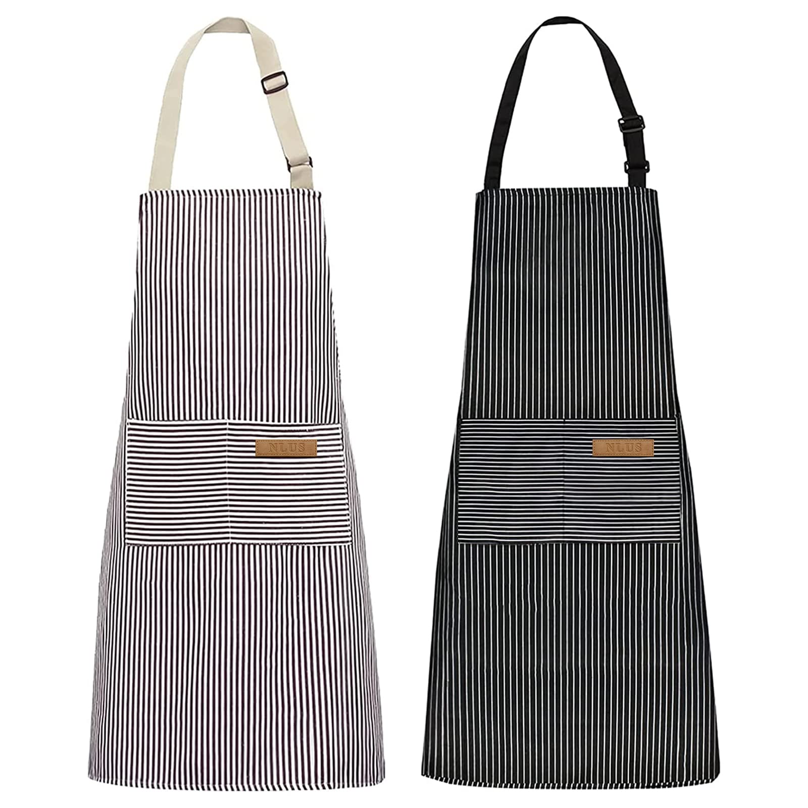 NLUS apron brown stripes front view with two pockets for tools