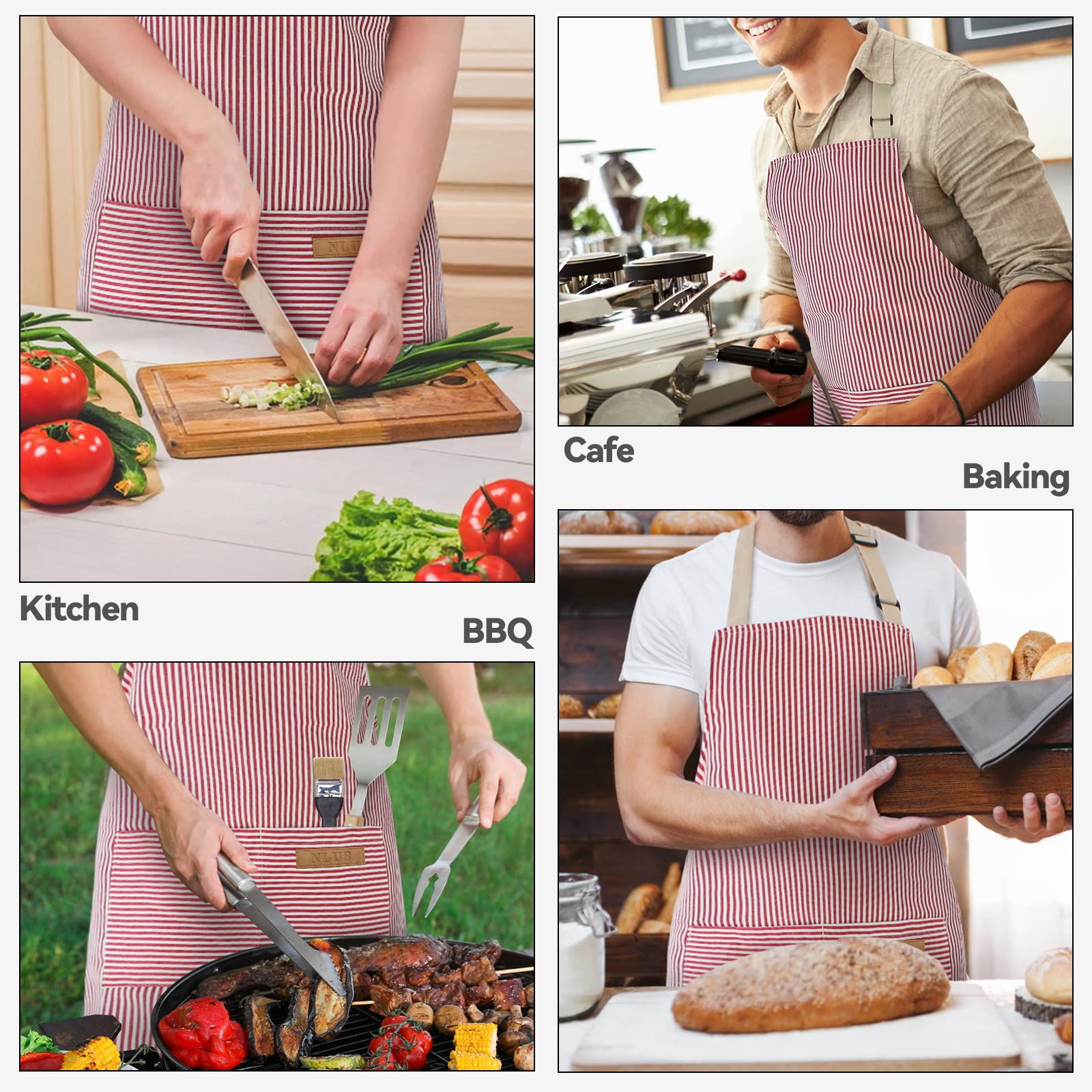 NLUS apron open waist ties demonstrating secure wrap for versatile wrapping options