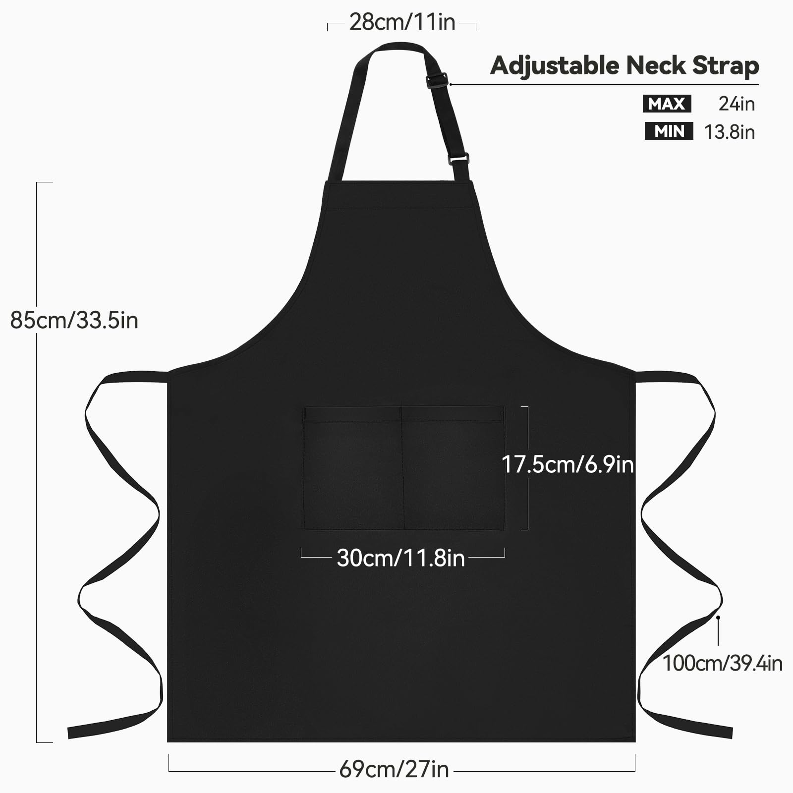 NLUS apron features two center pockets for tools, recipes, and phone