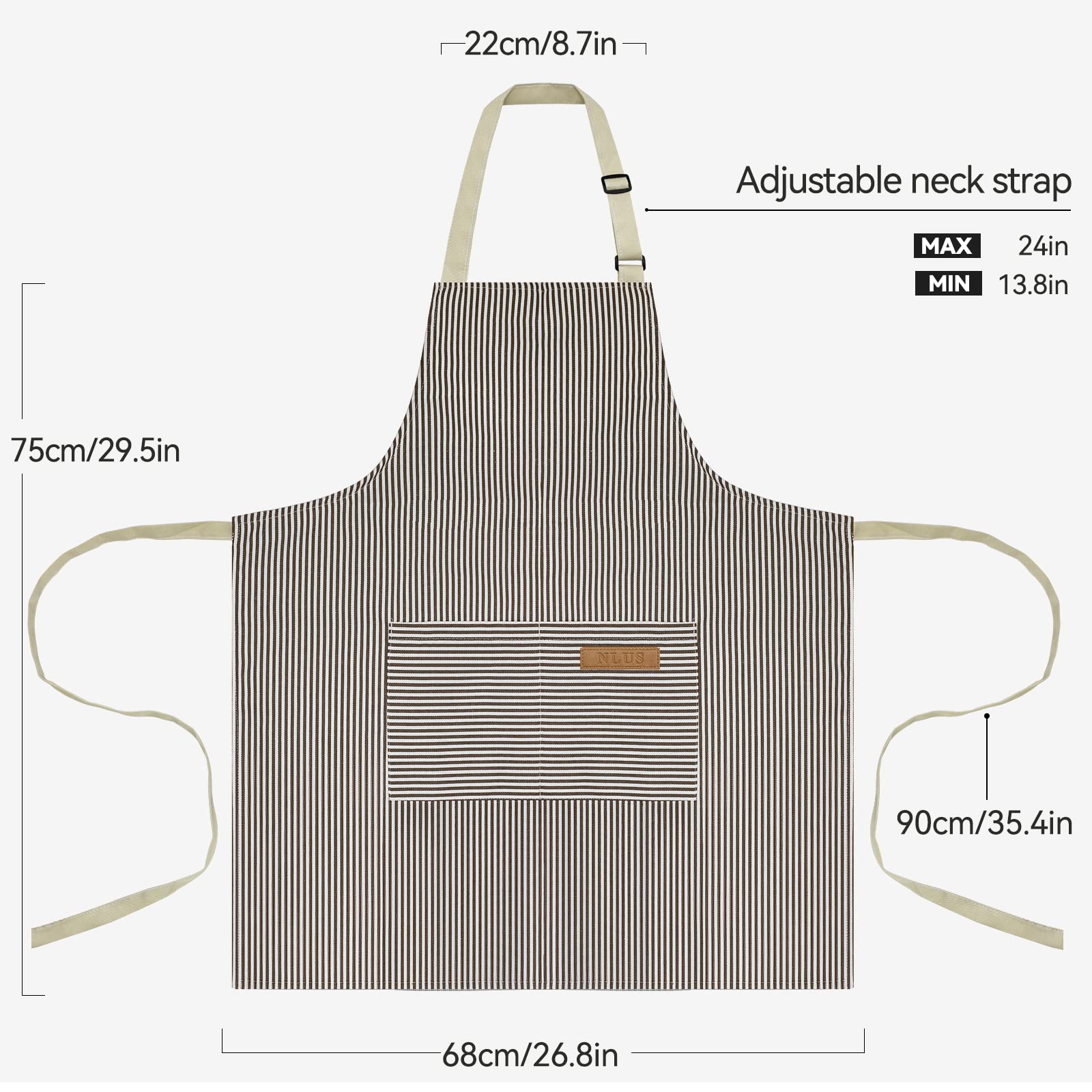 NLUS brown pinstripe apron durable fabric designed for long wear
