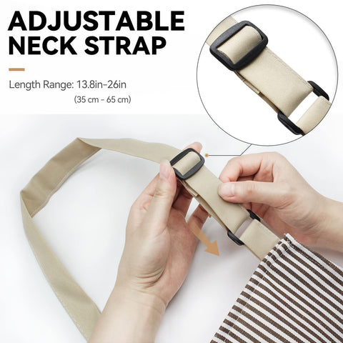 NLUS brown pinstripe apron machine washable for busy kitchens