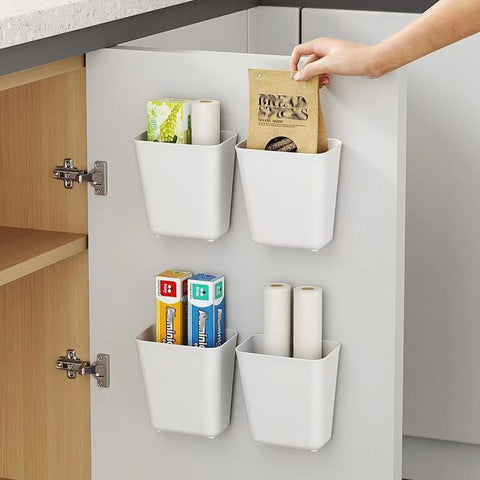 Nmgkokew 4-piece kitchen cabinet door storage boxes organize items and save cupboard space.