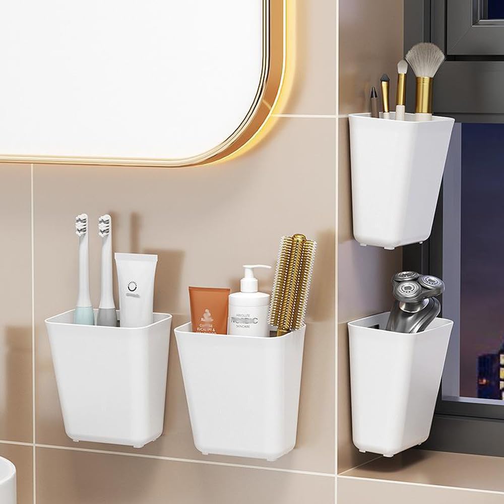 Nmgkokew self-adhesive wall-mounted storage box keeps surfaces mark-free and tidy.