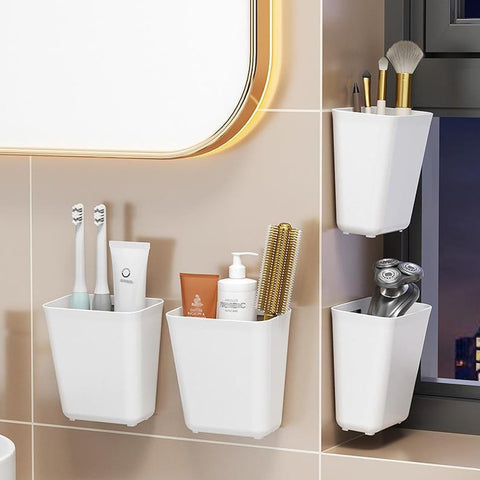Nmgkokew self-adhesive wall-mounted storage box keeps surfaces mark-free and tidy.