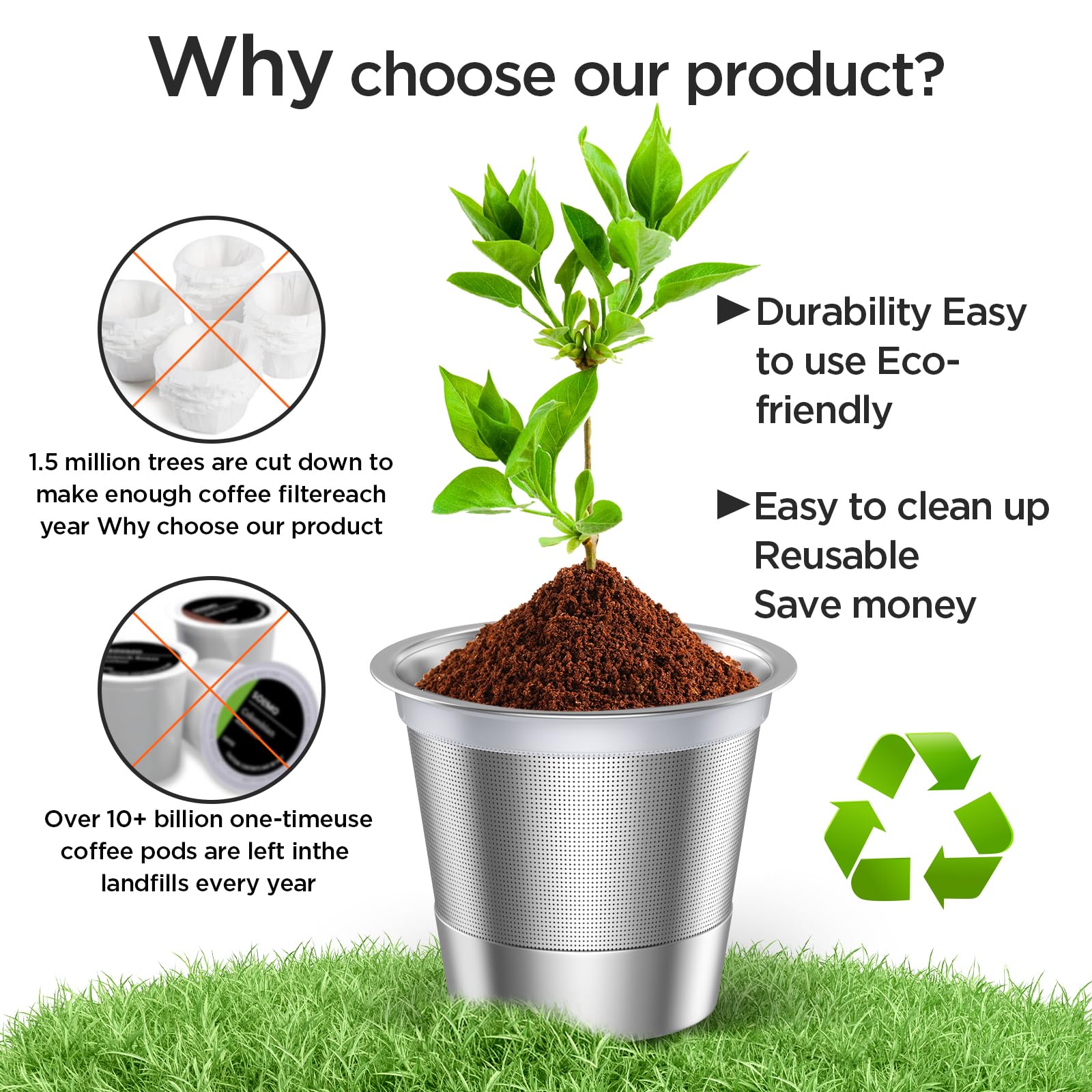 Noalto K-Cups reduce paper filter use and plastic waste.