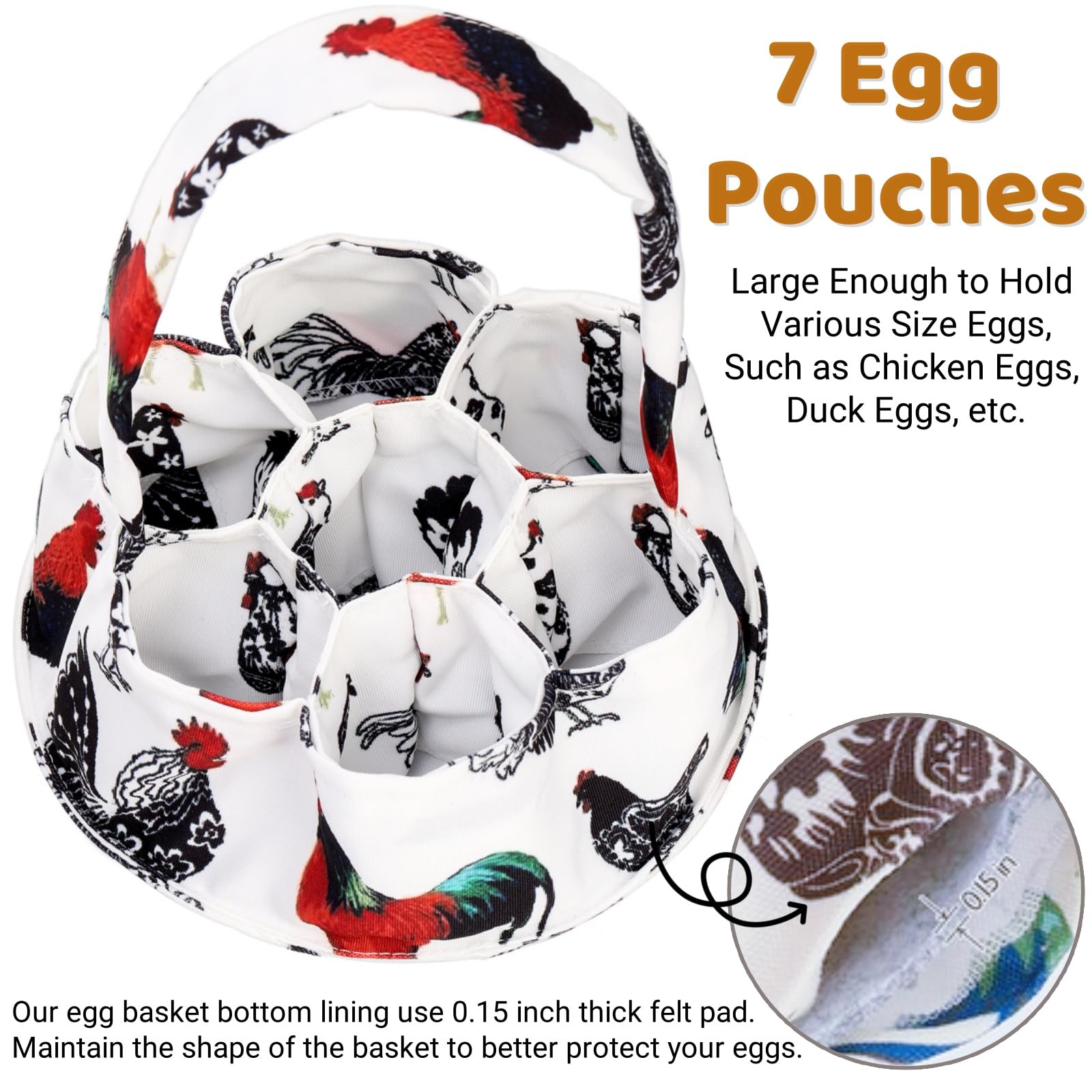 Noamus canvas egg basket with cushioned bottom protects fresh eggs during transport.