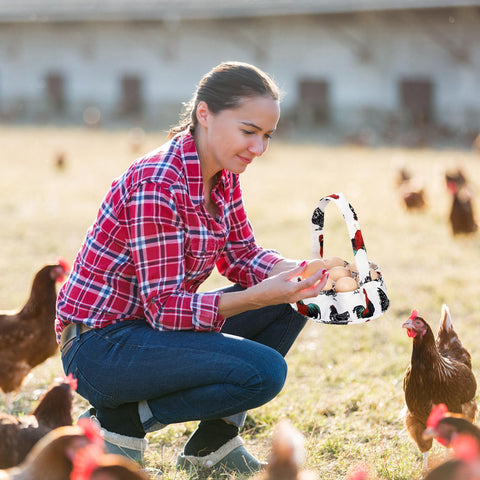 Noamus egg basket designed for chicken, duck, or goose eggs, suitable for garden use.