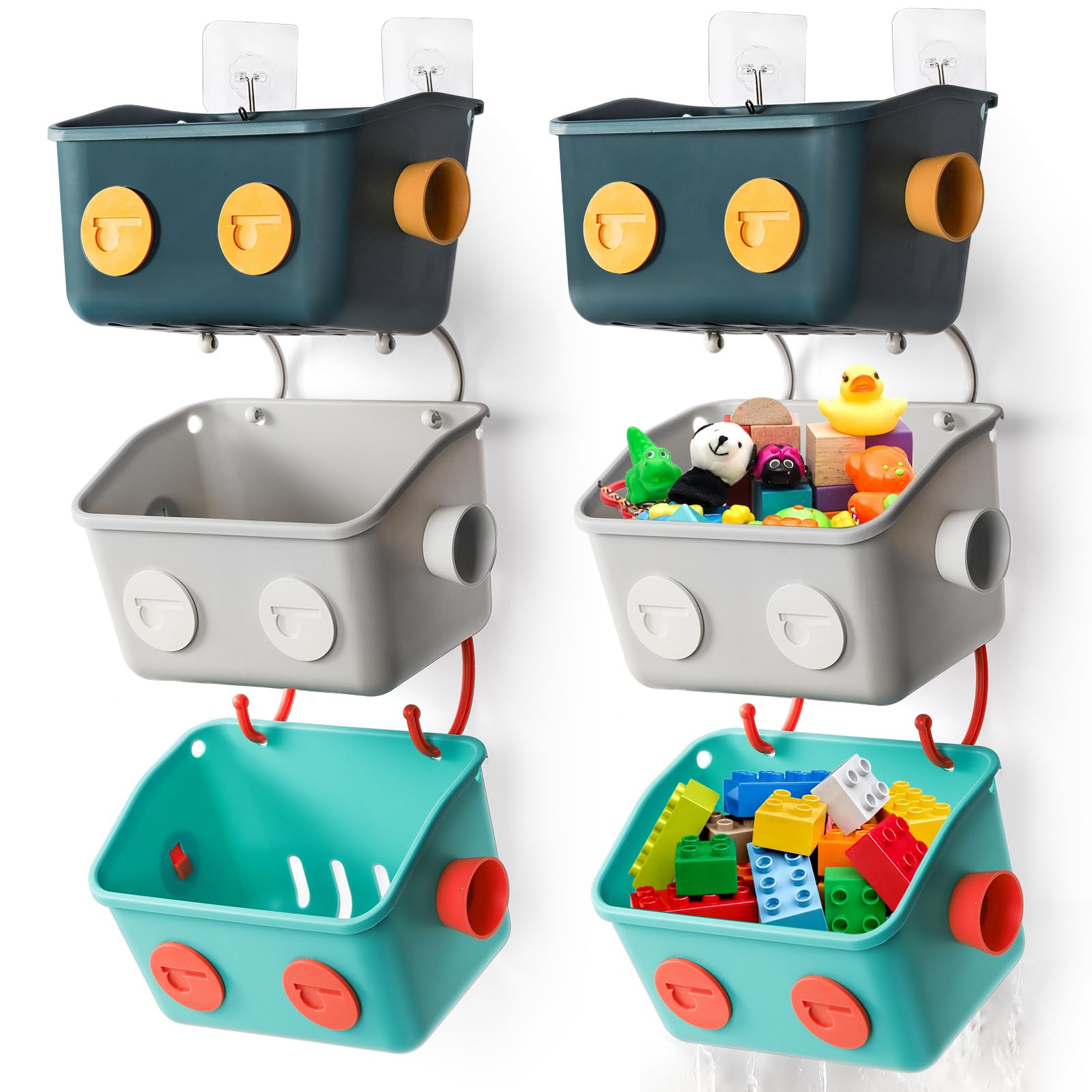 Noamus kitchen and bath toy storage basket helps keep spaces tidy.