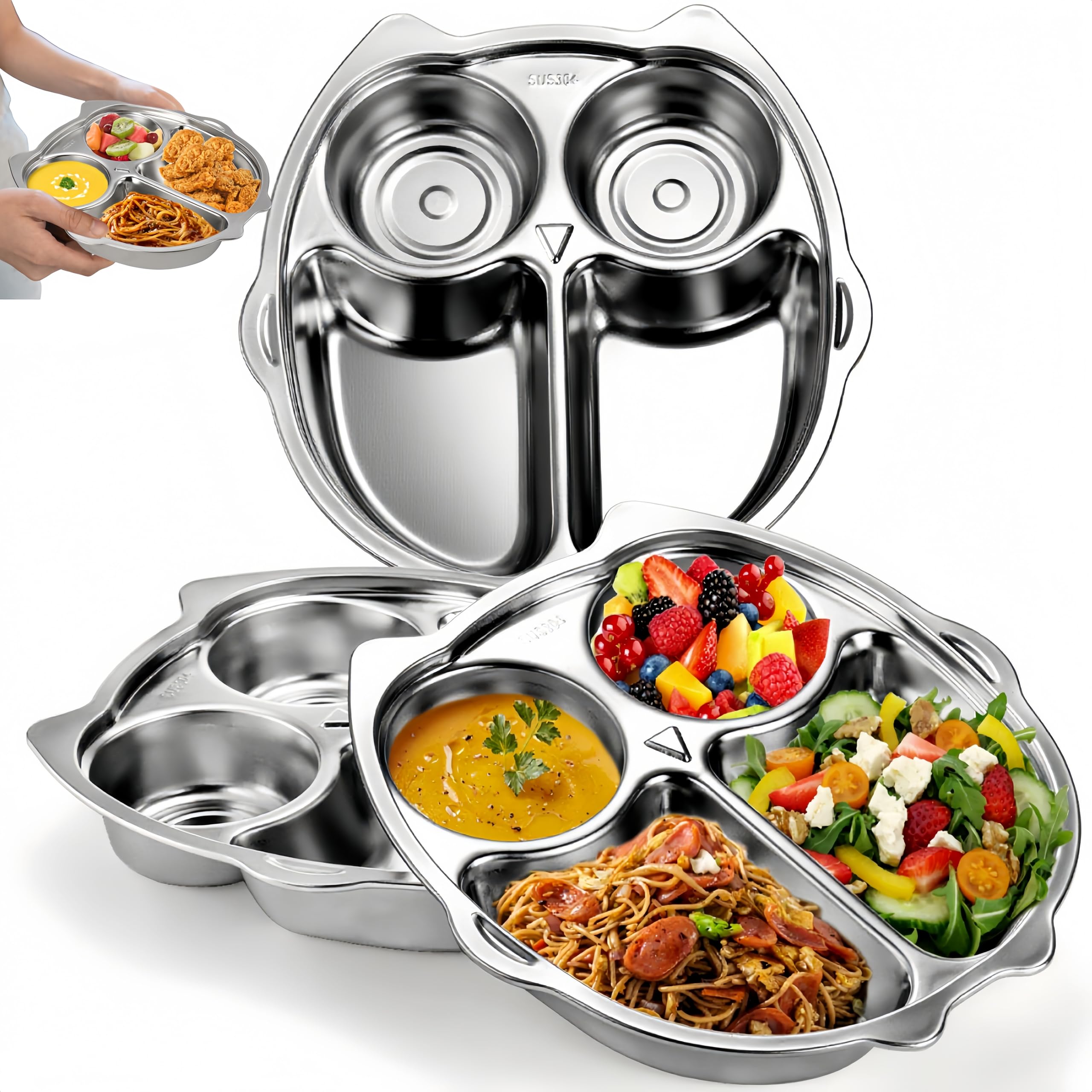 Noamus owl-shape 9-inch divided plate for balanced meals