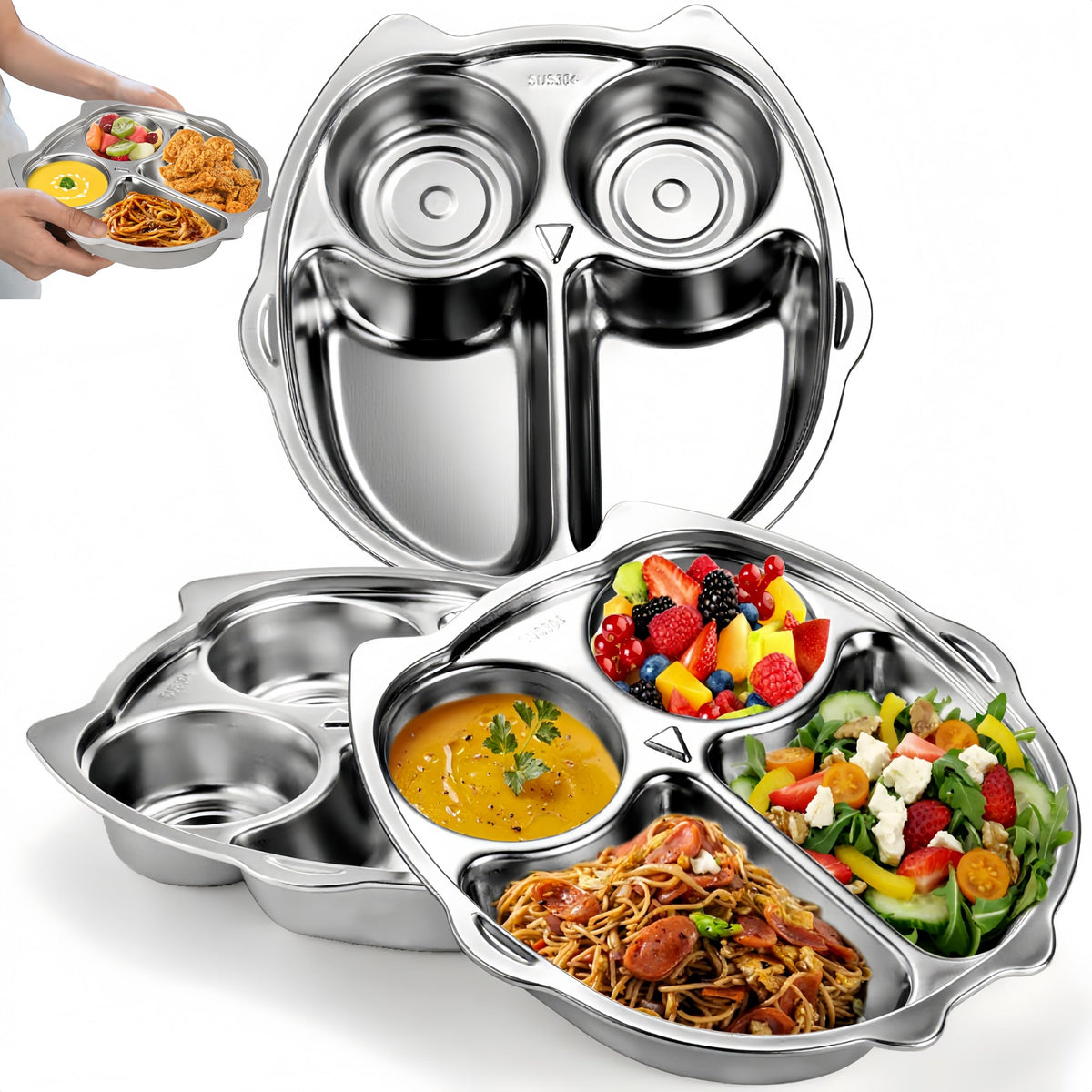 Noamus owl-shape 9-inch divided plate for balanced meals