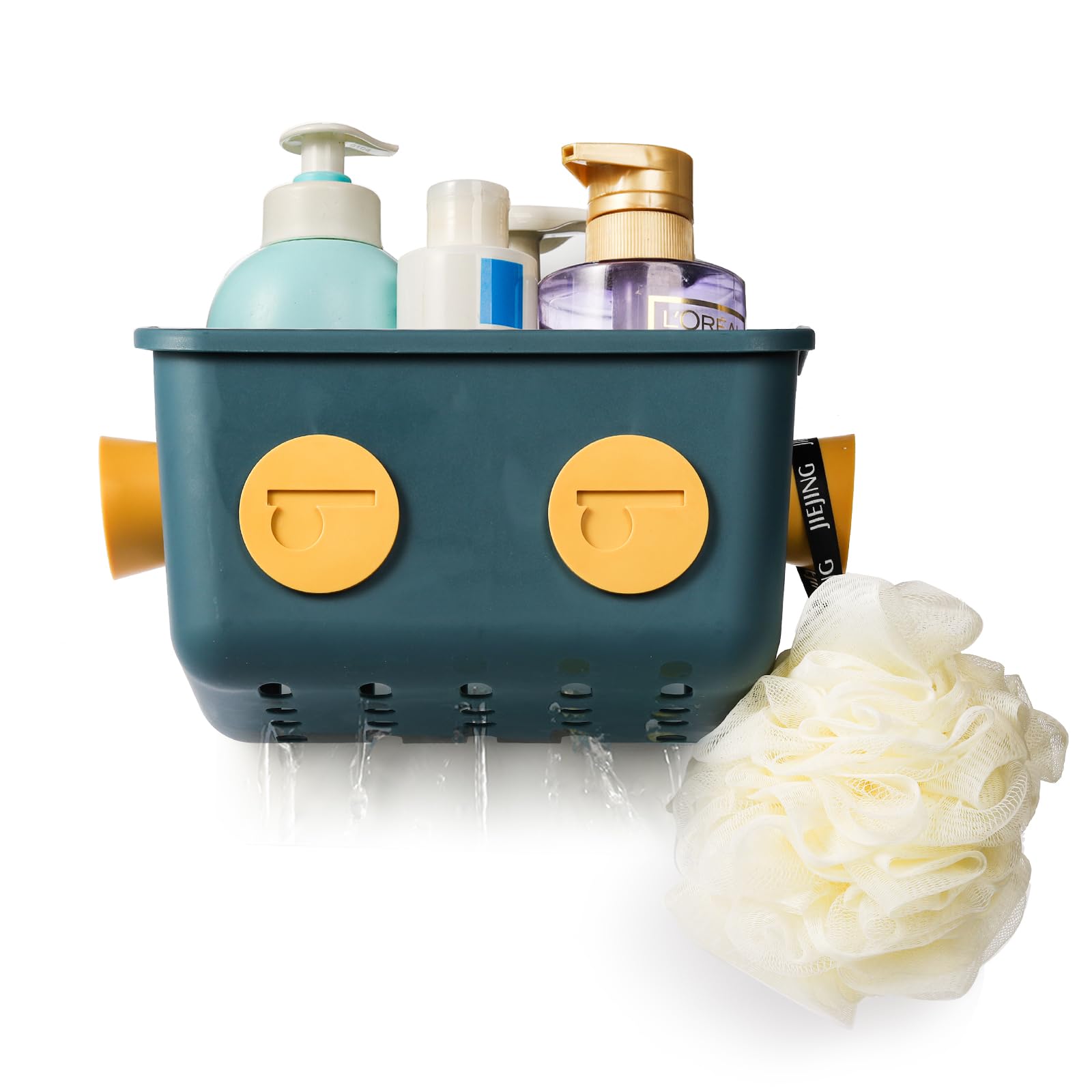 Noamus robot design bath toy basket in blue adds playful storage.