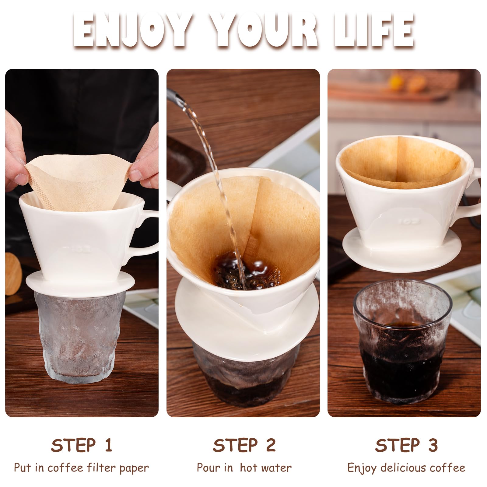 Travel-friendly setup for camping shows portable pour over convenience.