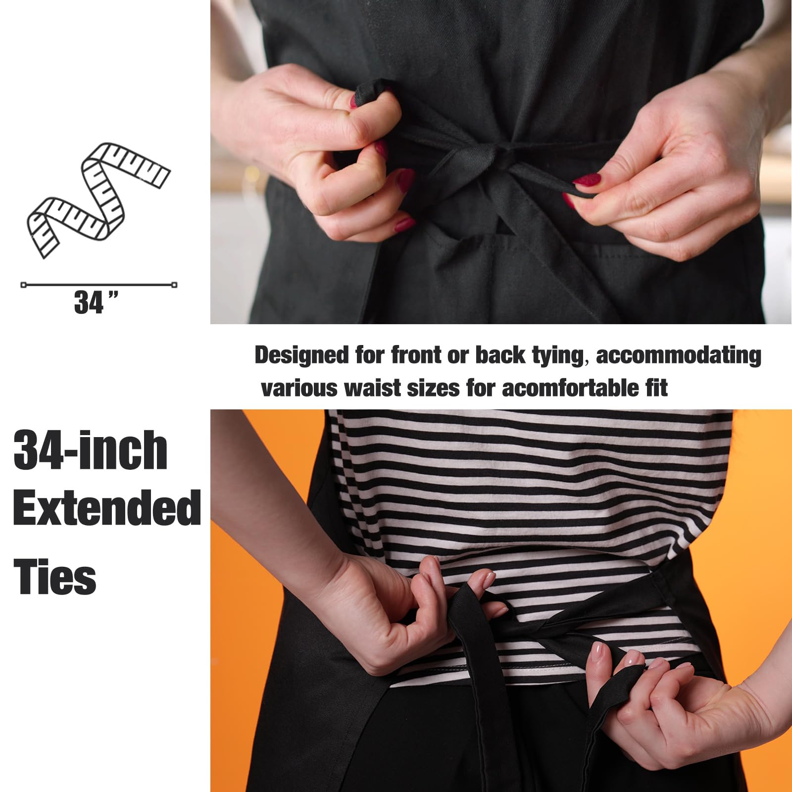 NOBONDO machine washable apron resists wrinkles and color fading after use.