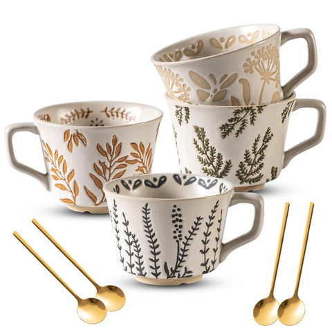 Noevany ceramic mug with hand-painted pattern for daily coffee rituals at home
