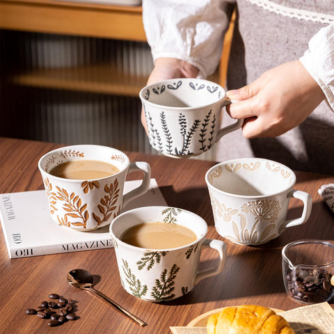 Noevany ceramic mug with spoon for convenient stirring and hot beverages
