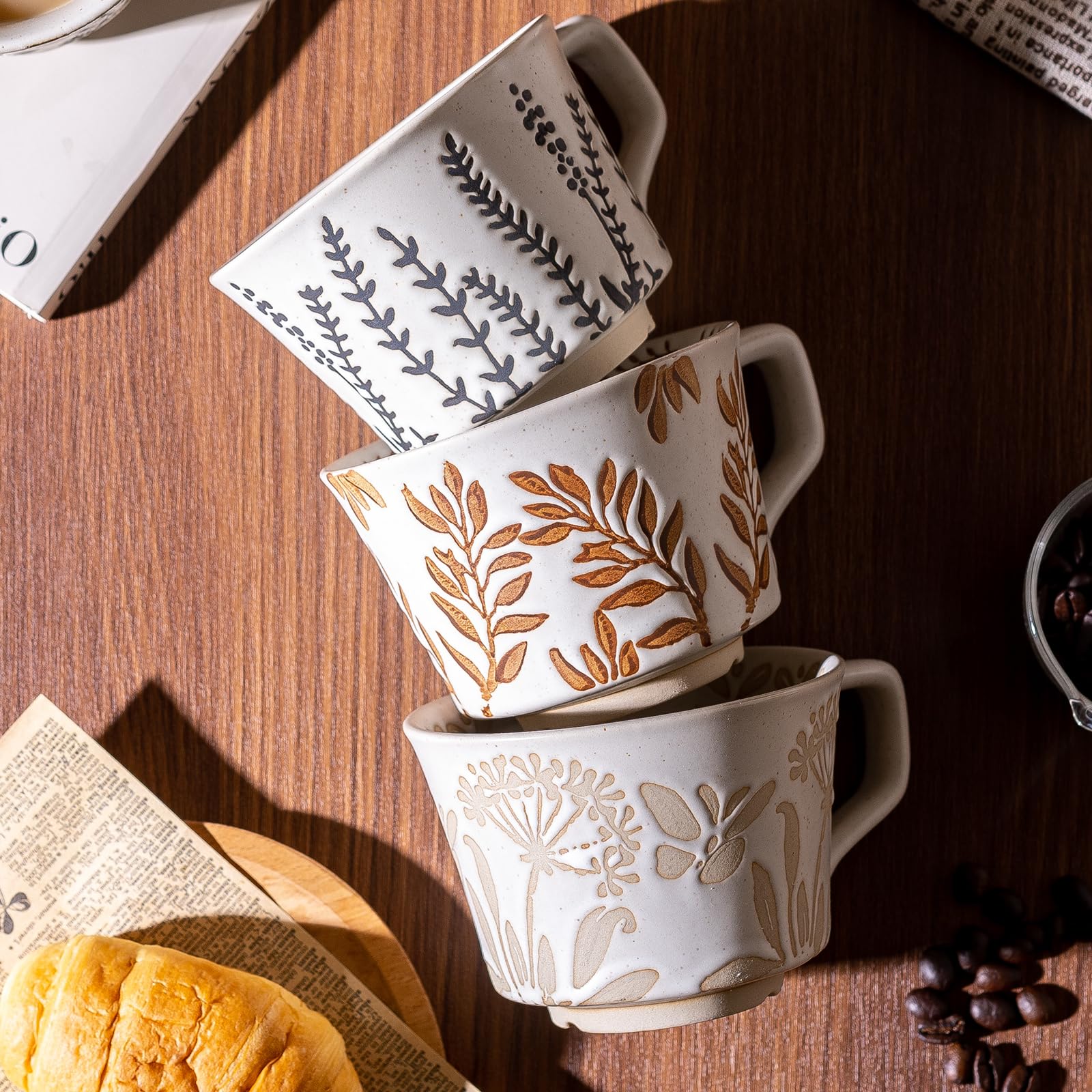 Noevany stoneware 11oz mug, ideal for coffee, latte, or tea