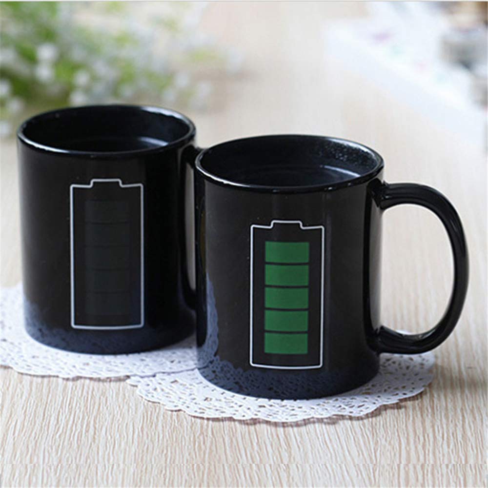 Nofinis heat changing mug shows color change when heated for tea moments.