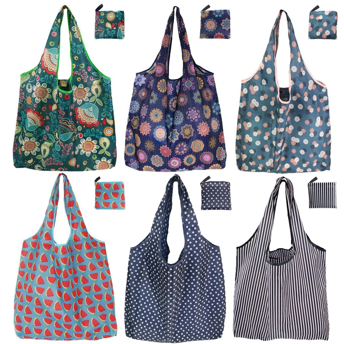 Noilk foldable grocery bags show compact storage and reusable convenience.