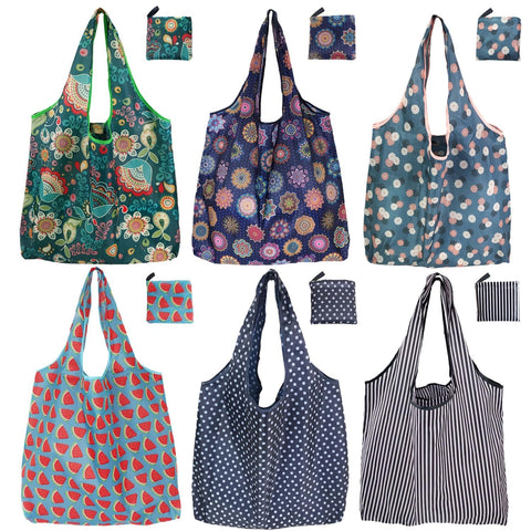 Noilk foldable grocery bags show compact storage and reusable convenience.