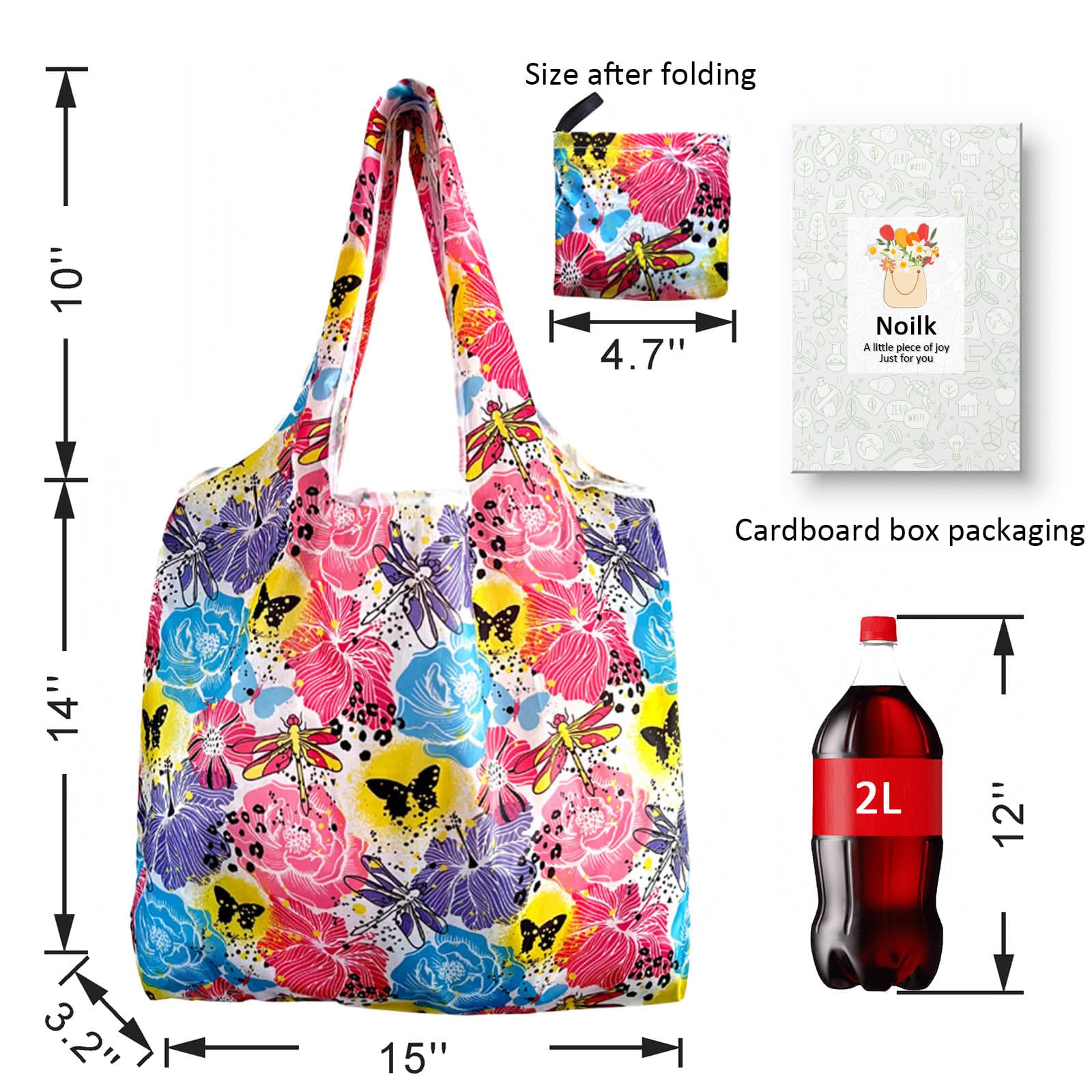 Noilk bags with colorful prints for stylish grocery trips
