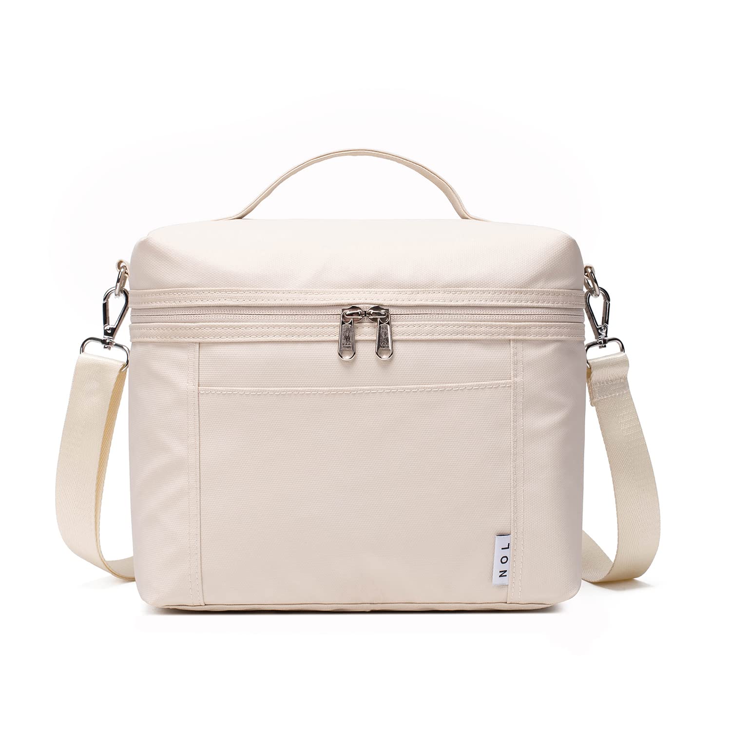 NOL lunch bag cream outside view shows lightweight waterproof fabric for daily meals