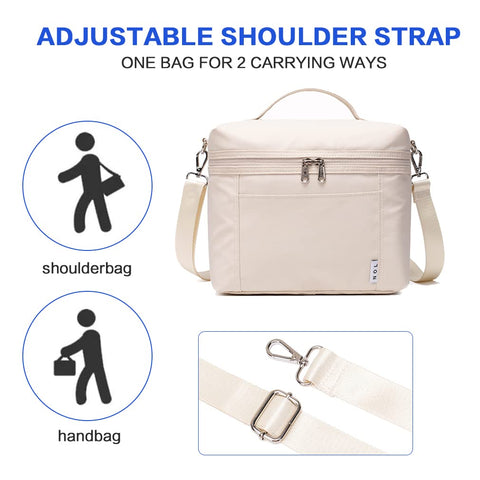 NOL lunch bag cream waterproof nylon fabric highlighting durable material