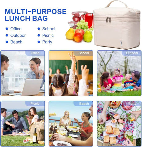 NOL lunch bag cream zipper closure ensures secure packing