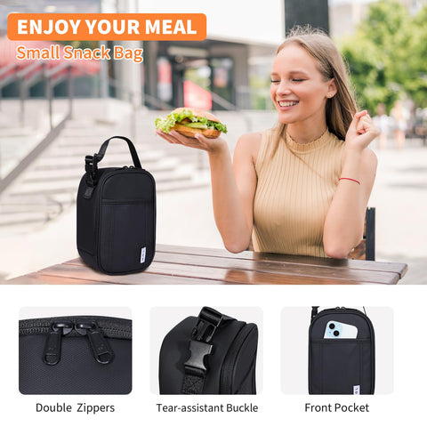 NOL lunch bag outside pocket with removable buckle for hands-free carrying