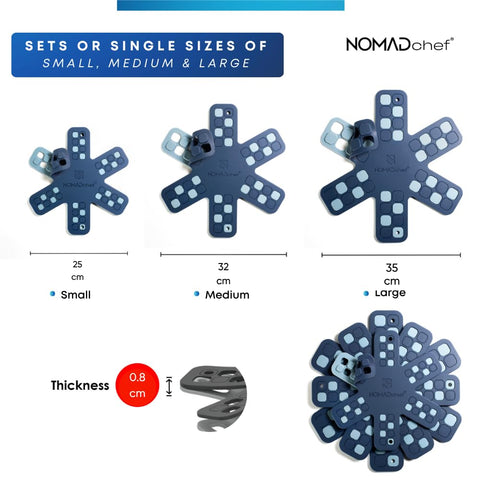 NOMADCHEF blue 6-piece set protects counters while organizing cookware.