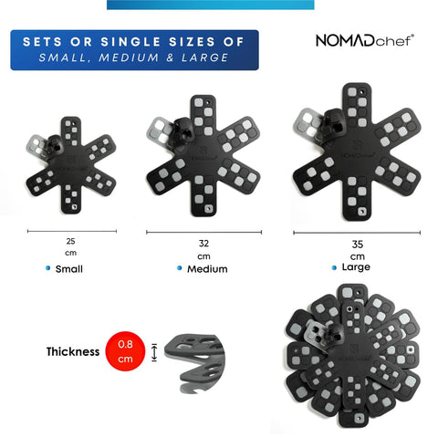 NomadChef heat-resistant trivets guard countertops from hot cookware.