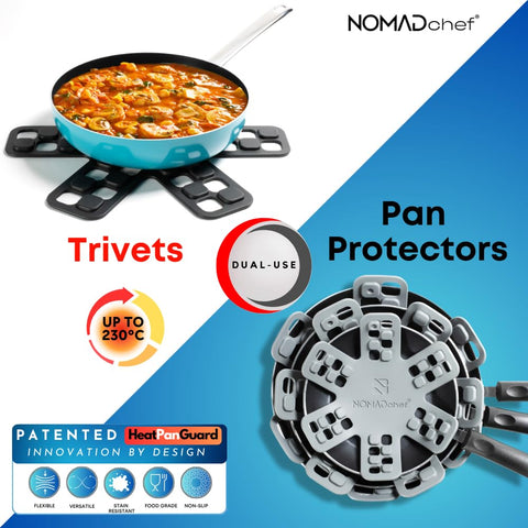 NomadChef silicone trivets protect surfaces when pots come hot from the oven.