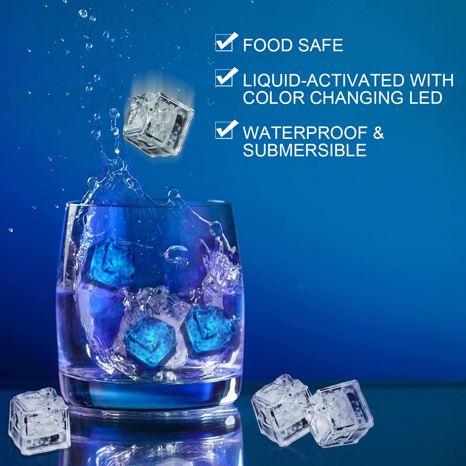 Nonley food-grade blue LED ice cubes for safe cold drinks