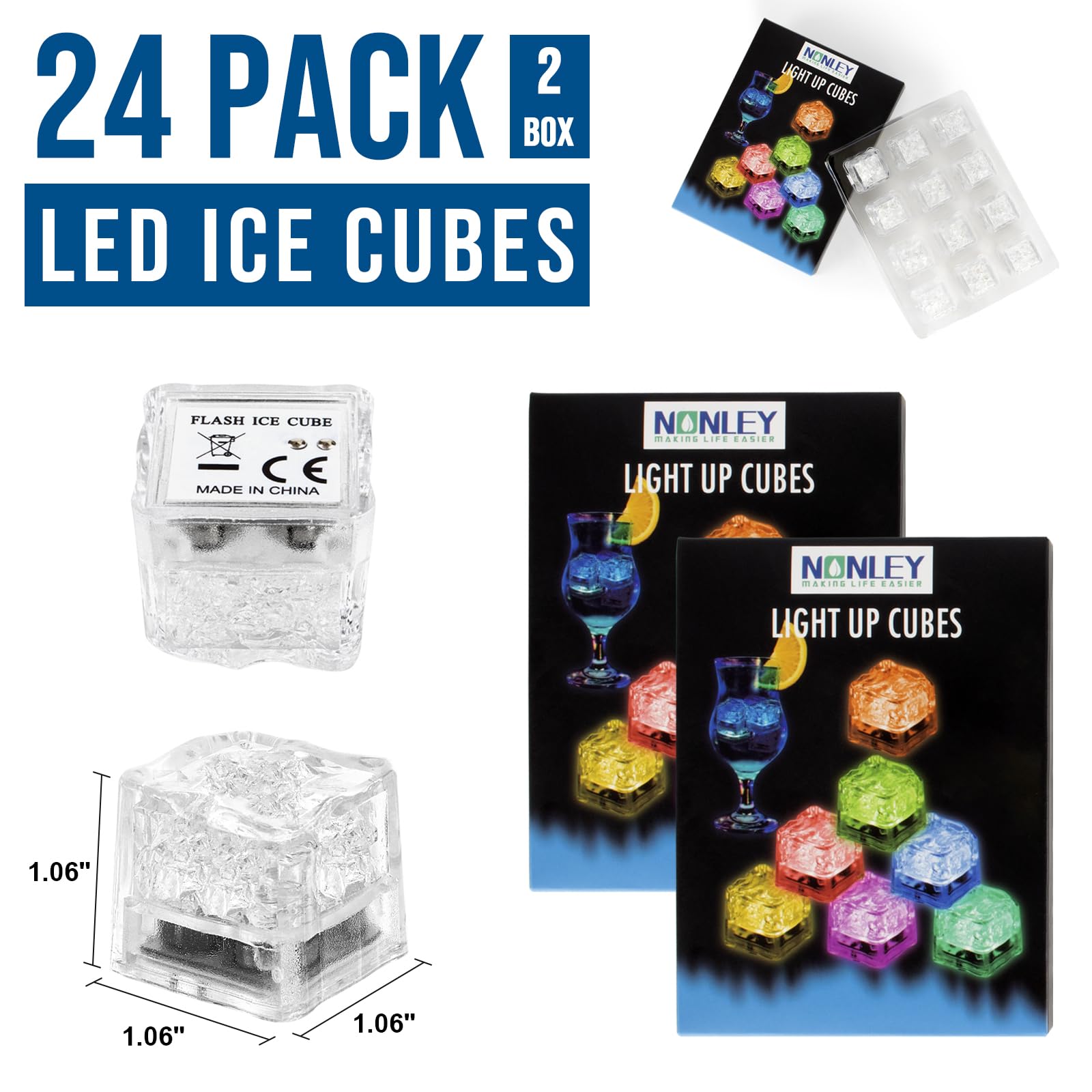 Nonley food grade material LED ice cubes safe for drinks