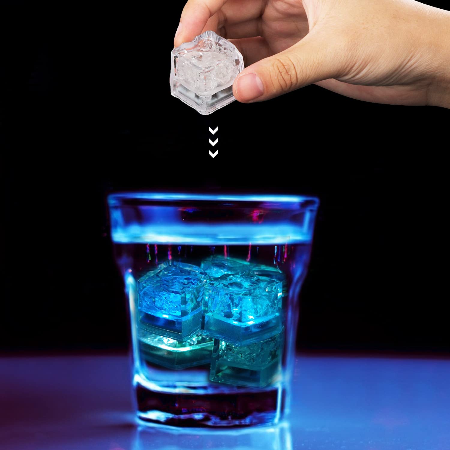 Nonley blue LED ice cubes suit elegant weddings and upscale bars