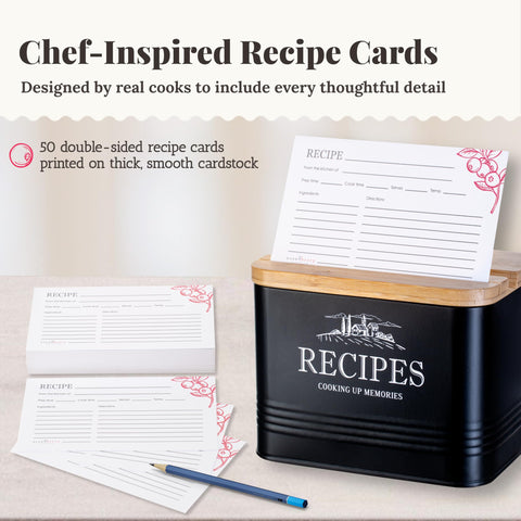 Noonberry 50 double-sided recipe cards guide meals with clear, durable cardstock