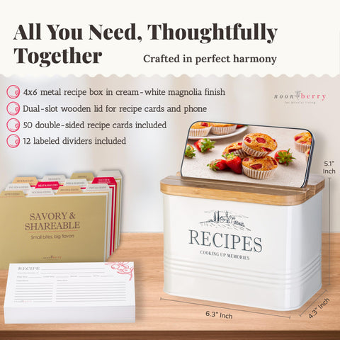Noonberry set includes 50 double-sided recipe cards for quick reference