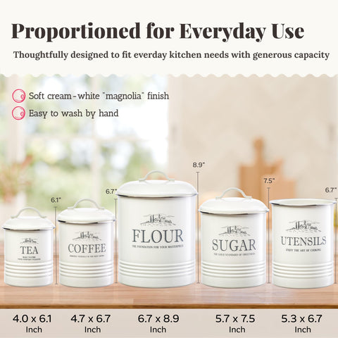 Noonberry sugar canister capacity around 8 cups for quick prep.