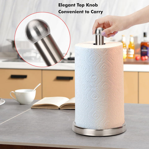 Noonext free-standing paper towel holder keeps towels accessible on the countertop.