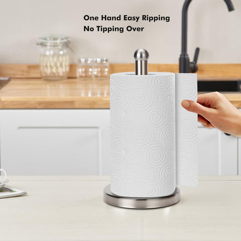 Noonext paper towel holder stand in brushed nickel finish adds modern kitchen decor.