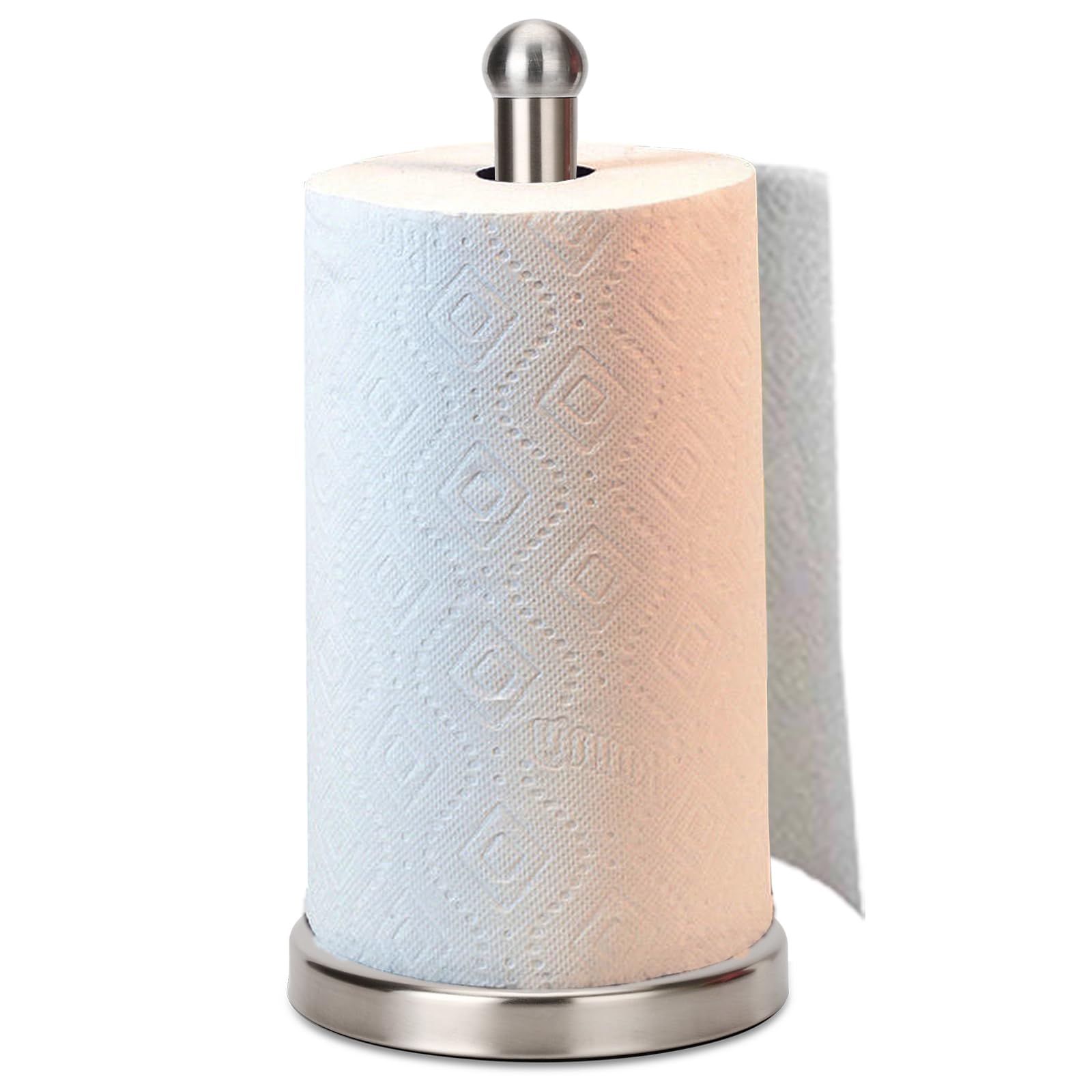 Noonext paper towel holder stand with marble base for stable one-handed tearing.
