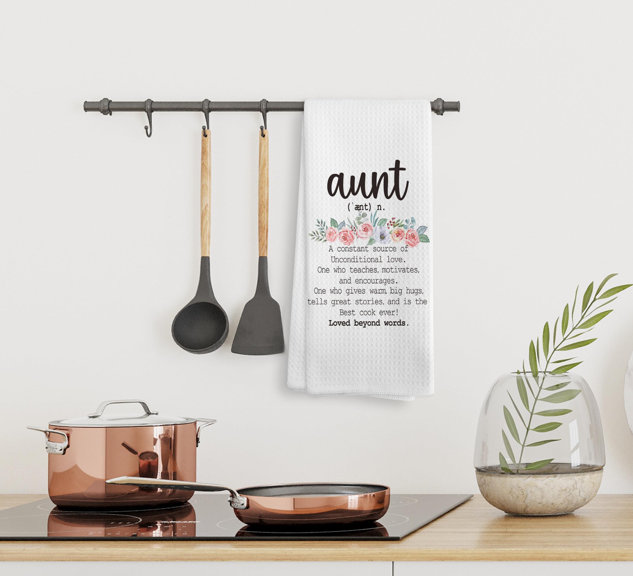 NOQL Aunt Gifts decor-friendly towel brightens counters while remaining practical.