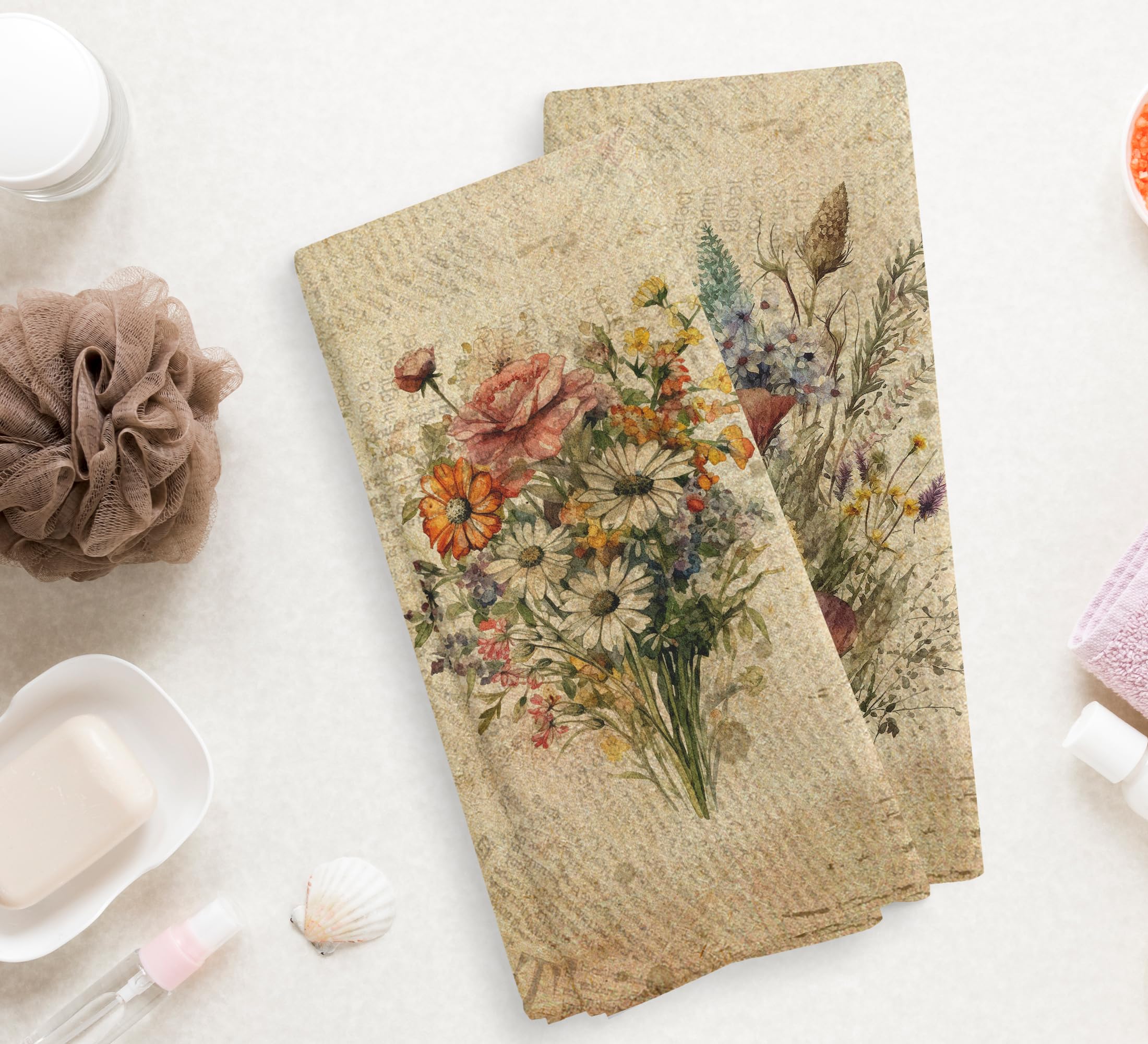 NOQL bouquet decorative towels showcase a warm bouquet design, ideal for kitchen decor and quick cleanup.