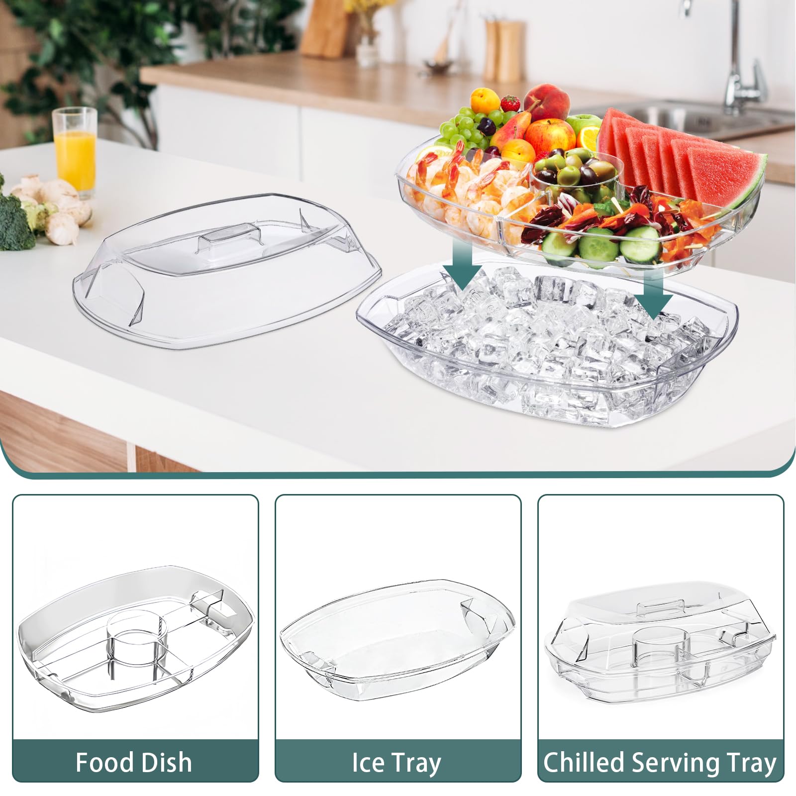 Norar lid protects food from dust and insects during outdoor events.