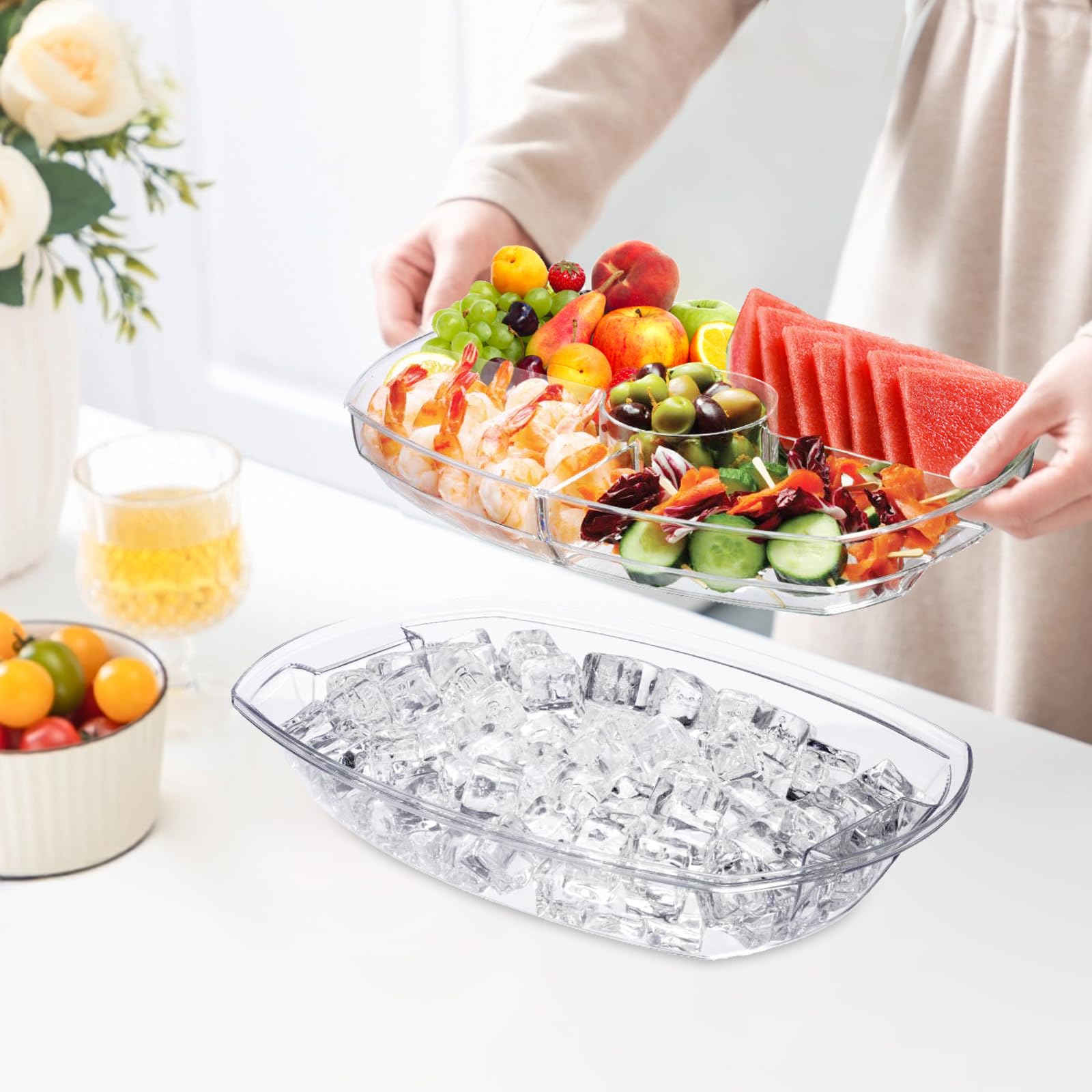 Norar stainless steel utensils included for easy serving.