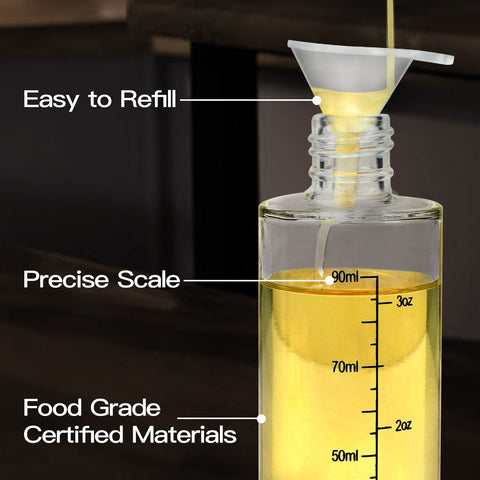 Included funnel and brush simplify refill and cleaning after use.
